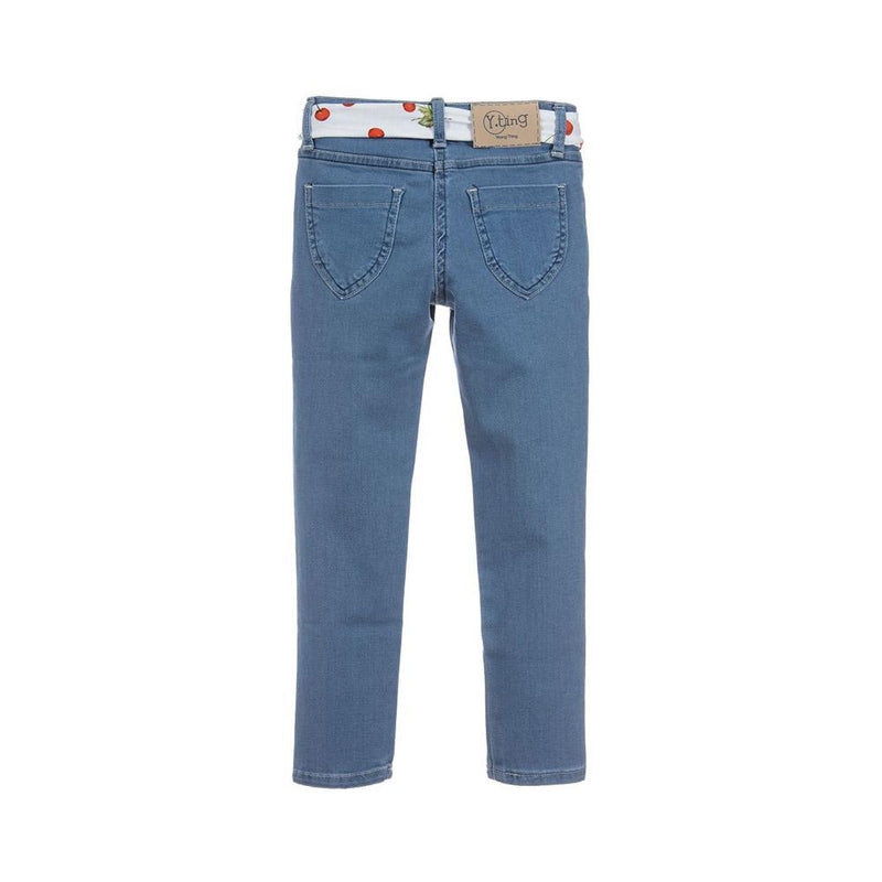 Grils blue jeans with bow belt
